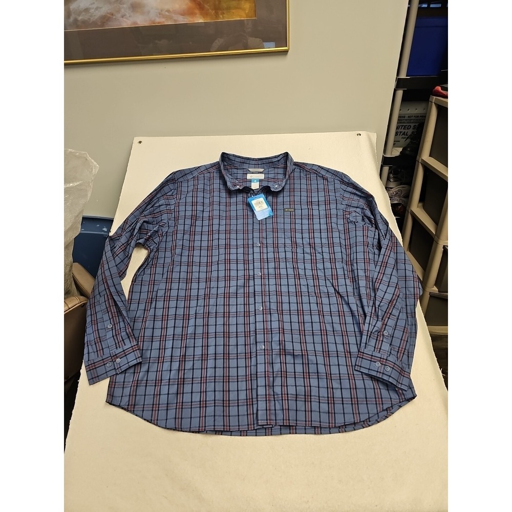Columbia Men's Rapid Rivers II‎ LS Shirt Blue Plaid 4XT  AT7968 - 461 NEW